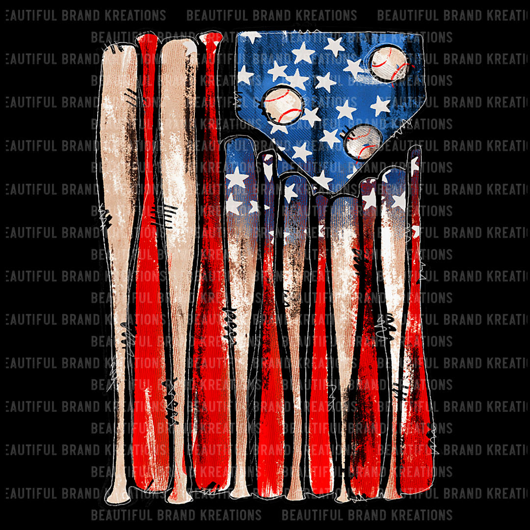 RETRO BAT & BALL AMERICAN FLAG | Beautiful Brand Kreations™