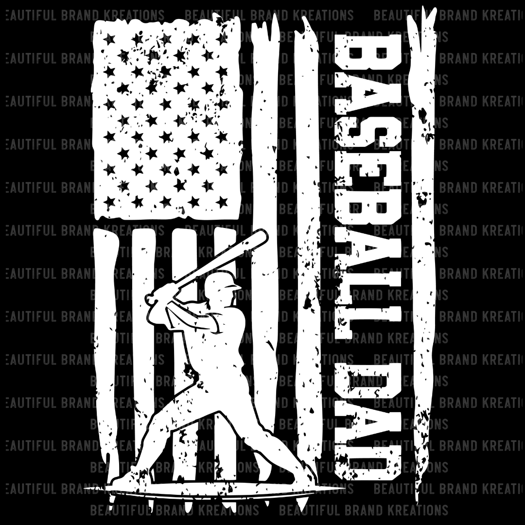 DISTRESSED BASEBALL DAD WHITE PRINT | Beautiful Brand Kreations™