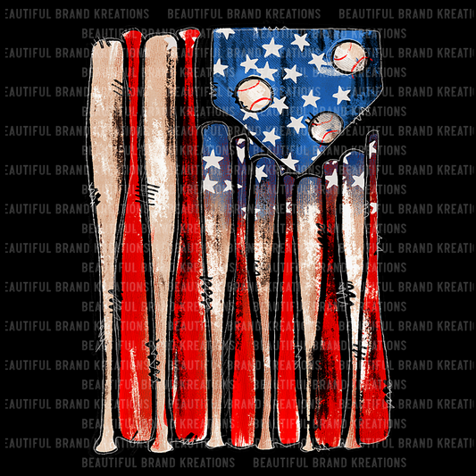 RETRO BAT & BALL AMERICAN FLAG | Beautiful Brand Kreations™