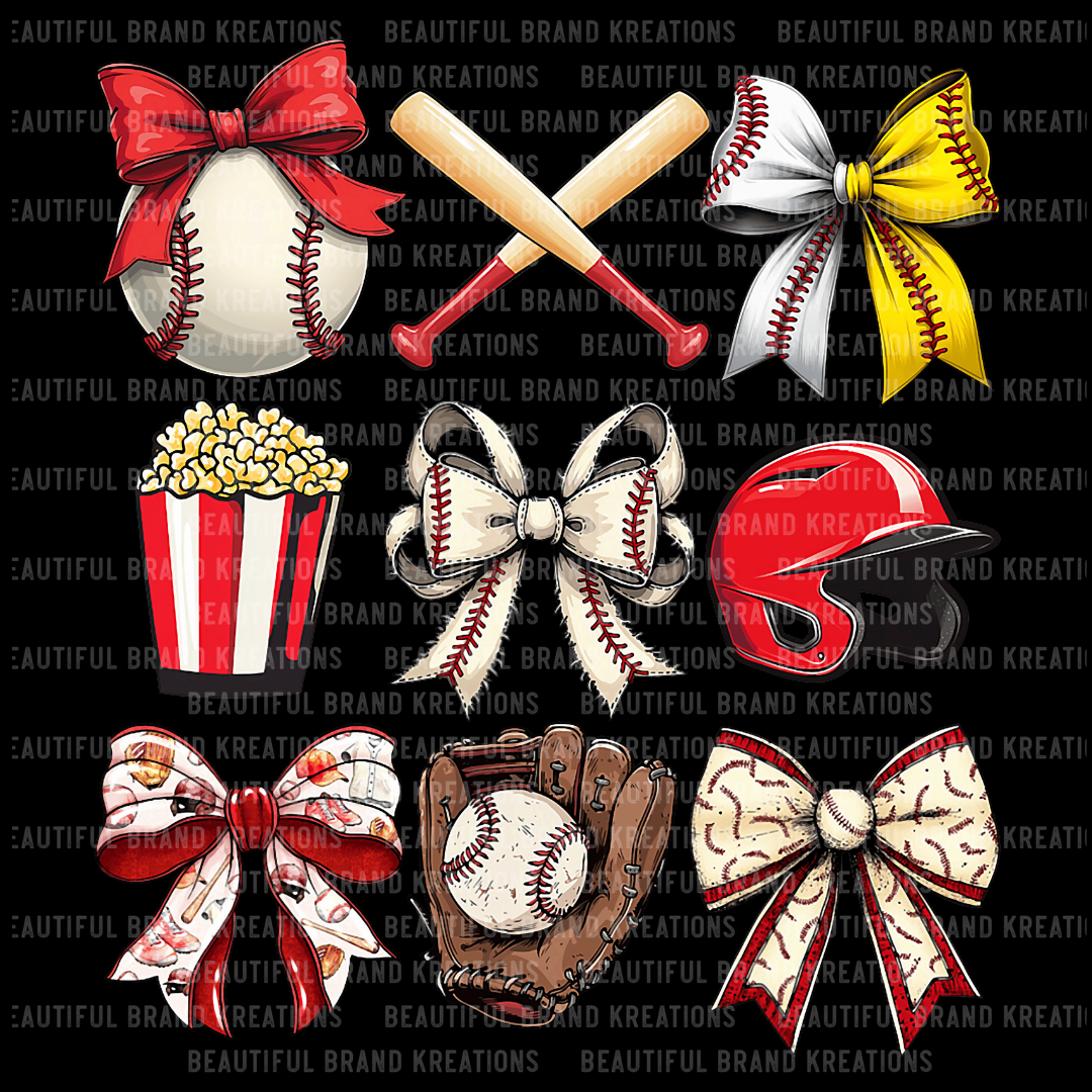 BATS & BOWS SOFTBALL & BASEBALL DESIGN | Beautiful Brand Kreations™