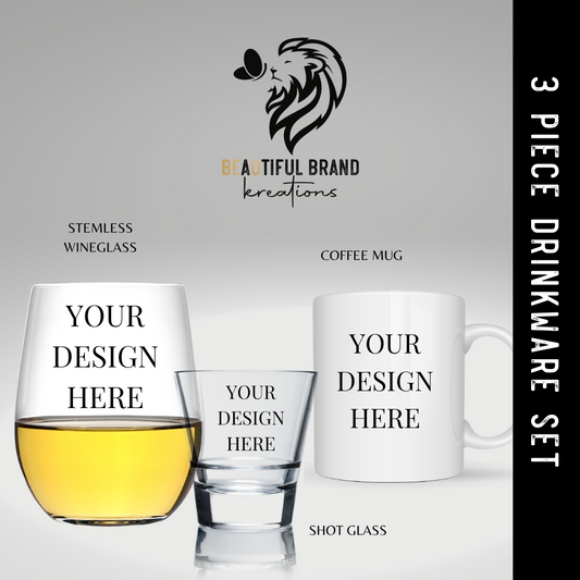 3 PIECE DRINKWARE SET| Beautiful Brand Kreations™