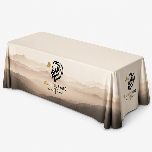 Luxury Custom Table Cover – 8ft Fully Sublimated Display | Beautiful Brand Kreations™